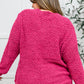 Popcorn Knit Cardigan In Magenta