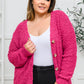 Popcorn Knit Cardigan In Magenta