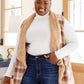 Snug And Stylish Plaid Fur Lined Wide Collar Vest