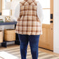 Snug And Stylish Plaid Fur Lined Wide Collar Vest