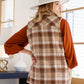 Snug And Stylish Plaid Fur Lined Wide Collar Vest