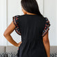 Sophia Embroidered Blouse in Black