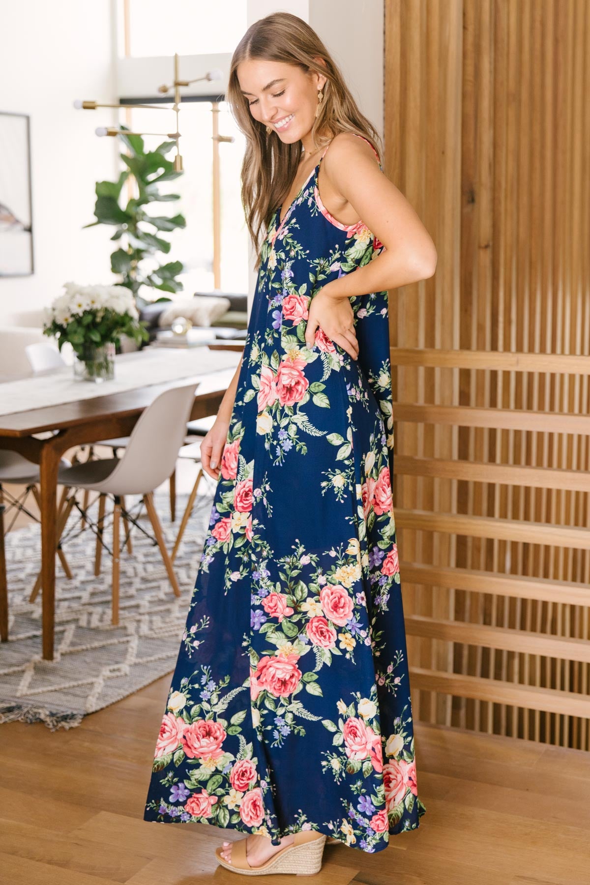 Stuck With Me Floral Maxi in Navy