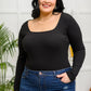 The Trisha Textured Square Neck Bodysuit in Black