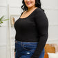 The Trisha Textured Square Neck Bodysuit in Black