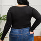 The Trisha Textured Square Neck Bodysuit in Black