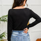 The Trisha Textured Square Neck Bodysuit in Black