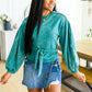 Tied Up In Cuteness Mineral Wash Sweater in Teal