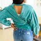 Tied Up In Cuteness Mineral Wash Sweater in Teal