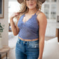 Wild And Free Crop Top in Dusty Blue